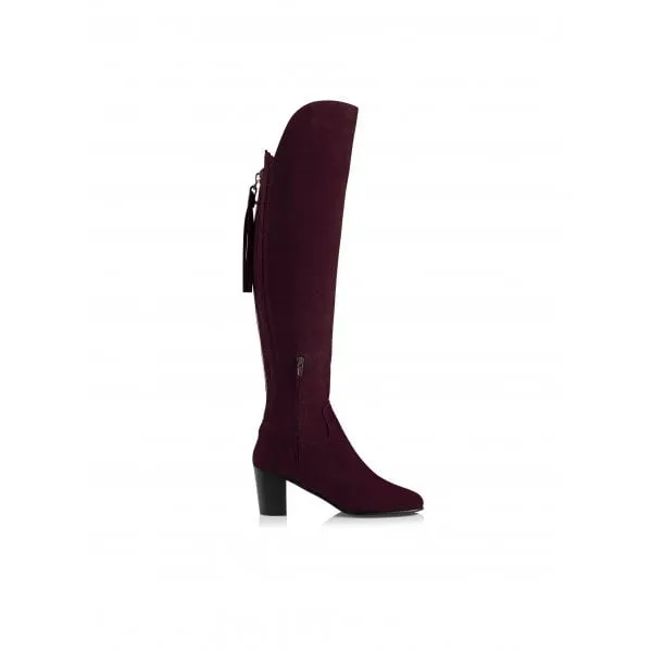 Fairfax & Favor Womens Heeled Amira Boots in Plum Suede