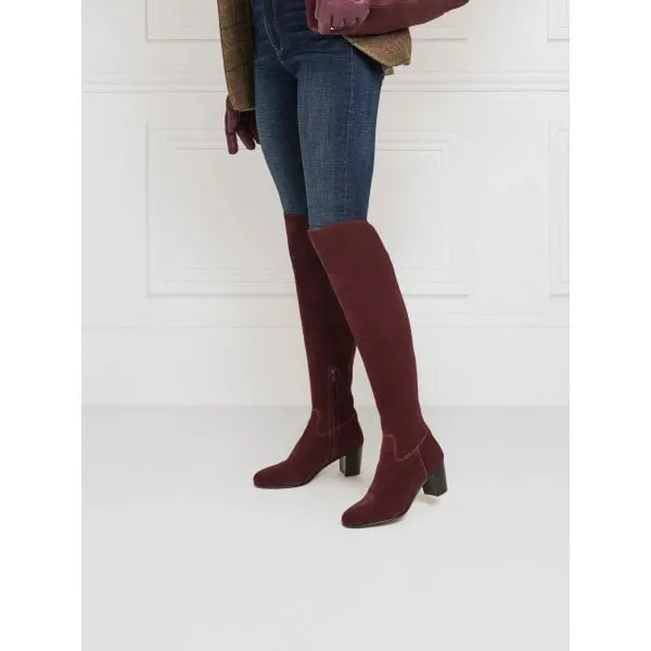 Fairfax & Favor Womens Heeled Amira Boots in Plum Suede