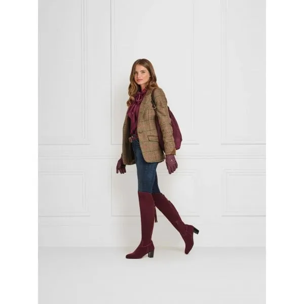 Fairfax & Favor Womens Heeled Amira Boots in Plum Suede