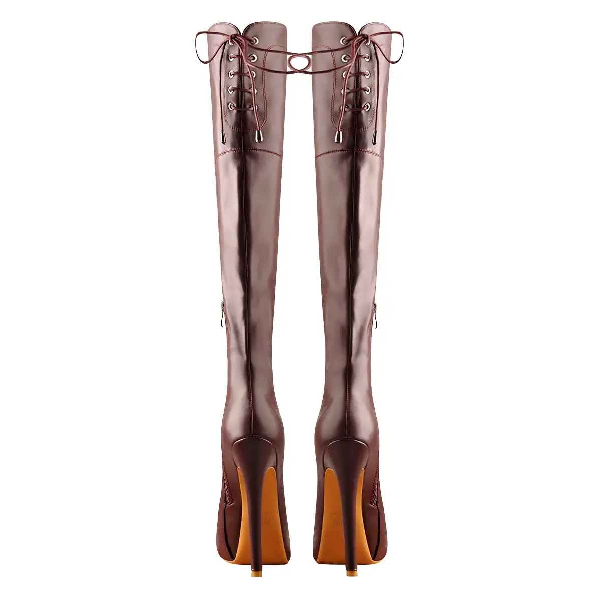 Faux Leather Round Toe Platform High Heels Over The Knee Boots