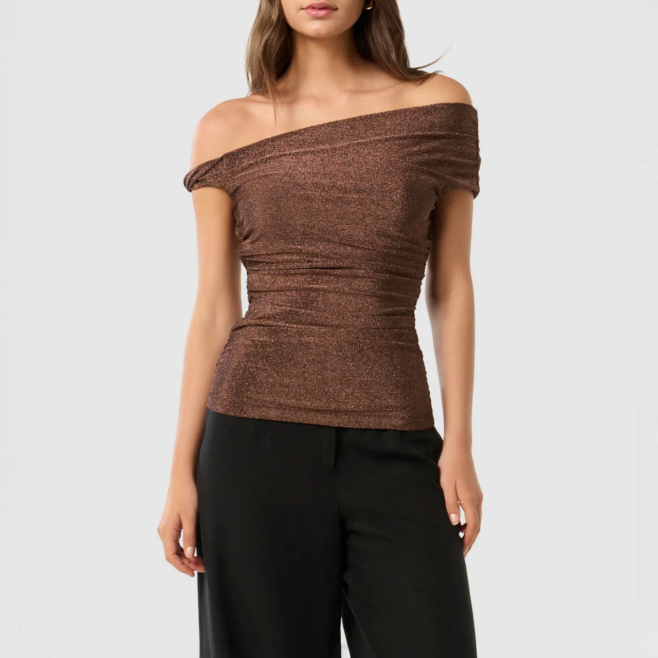 FOREVER NEW Mia Twist Shoulder Top - Gold