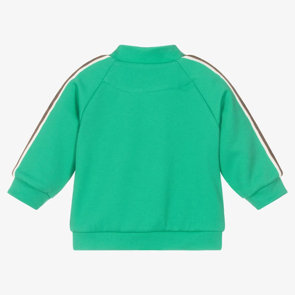 Green Zip-Up Logo Baby Top