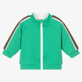 Green Zip-Up Logo Baby Top