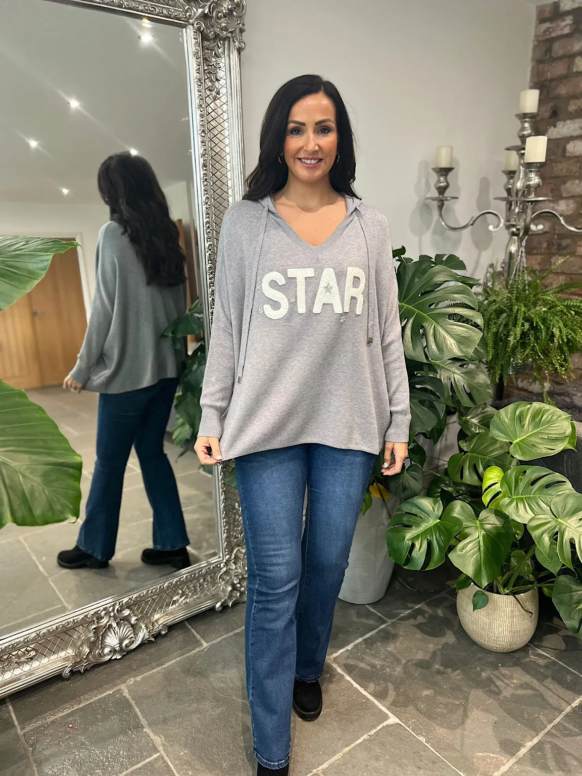 Grey Star Knitted Hoodie Etta