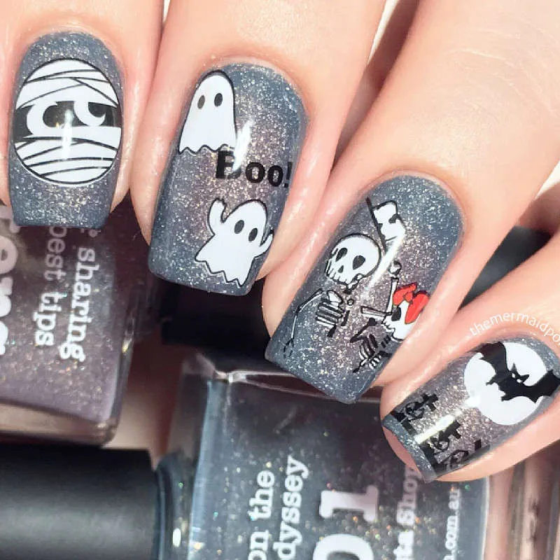 Halloween Mummy Nails Skeleton Nail Water Decals