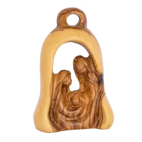 Handmade Olive Wood Carved Bell with Holy Family Mary Joseph Jesus Bethlehem 6