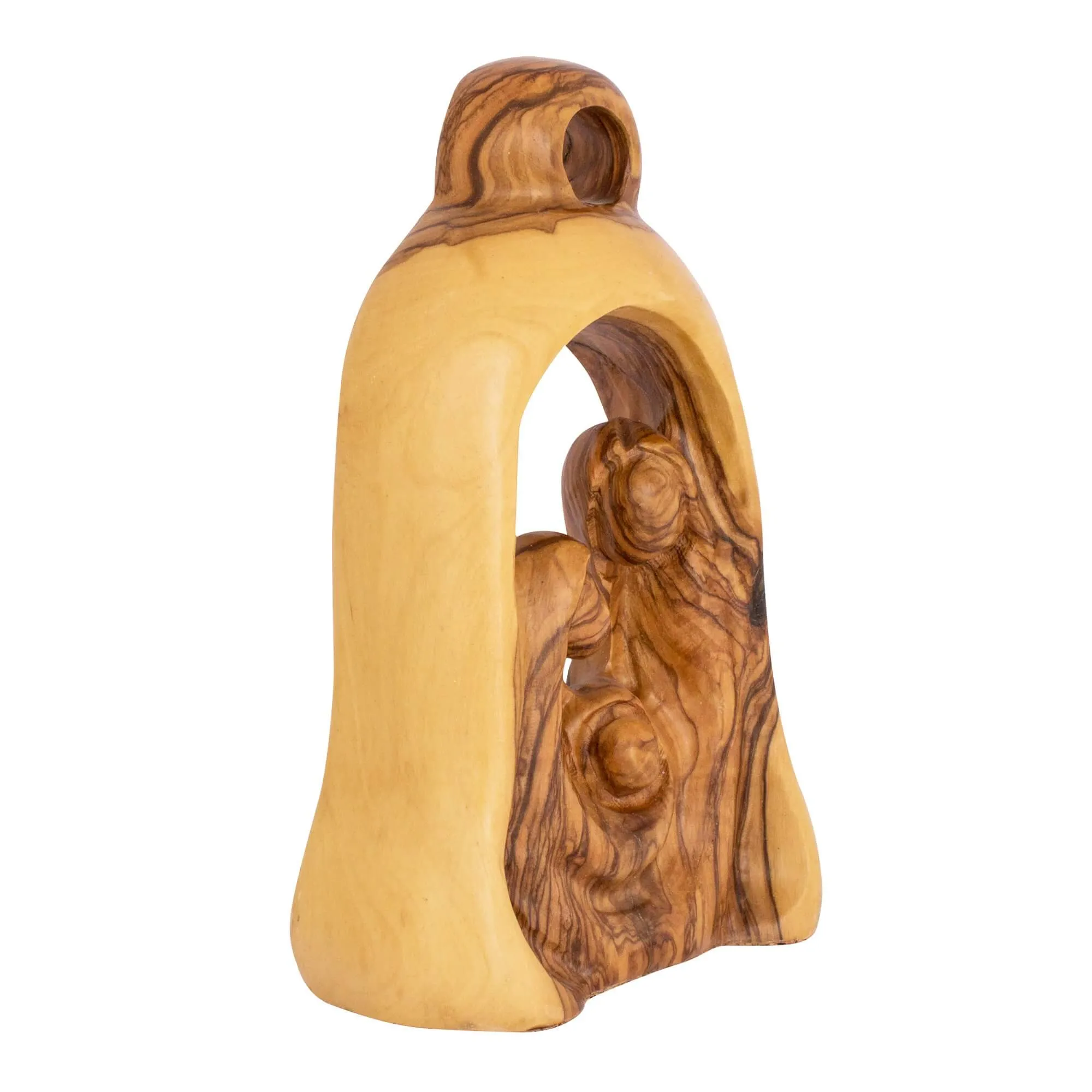 Handmade Olive Wood Carved Bell with Holy Family Mary Joseph Jesus Bethlehem 6