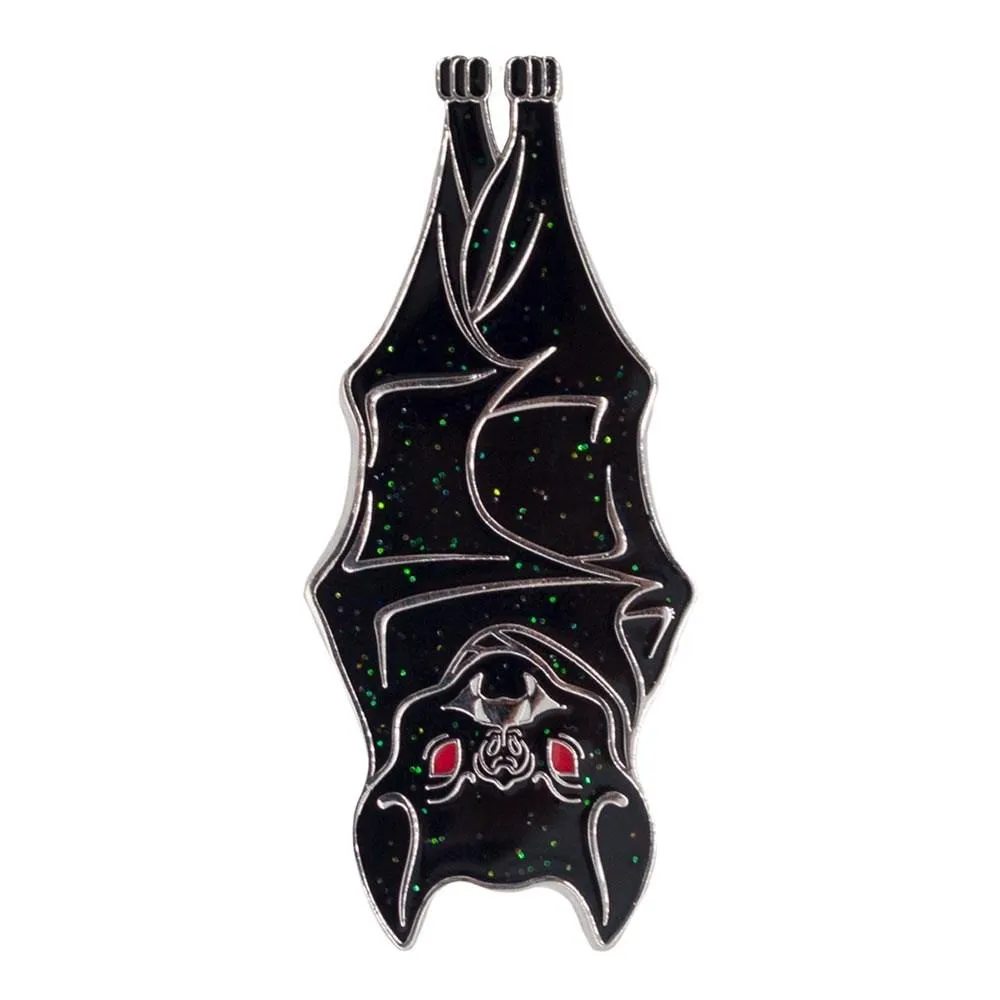 Hanging Bat Glitter Enamel Pin