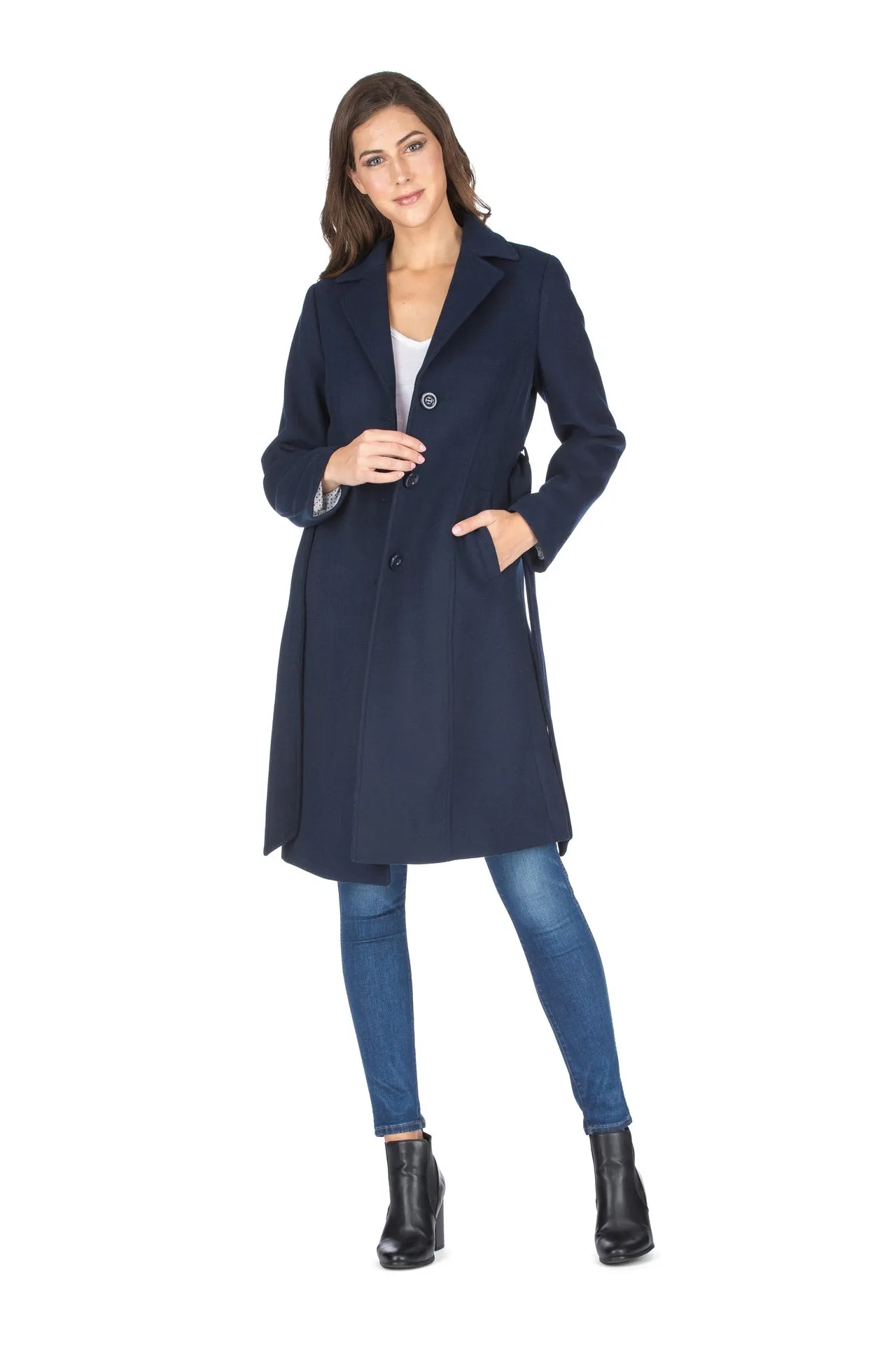 Haute Edition Women's 3/4 Length Belted Robe Pea Coat