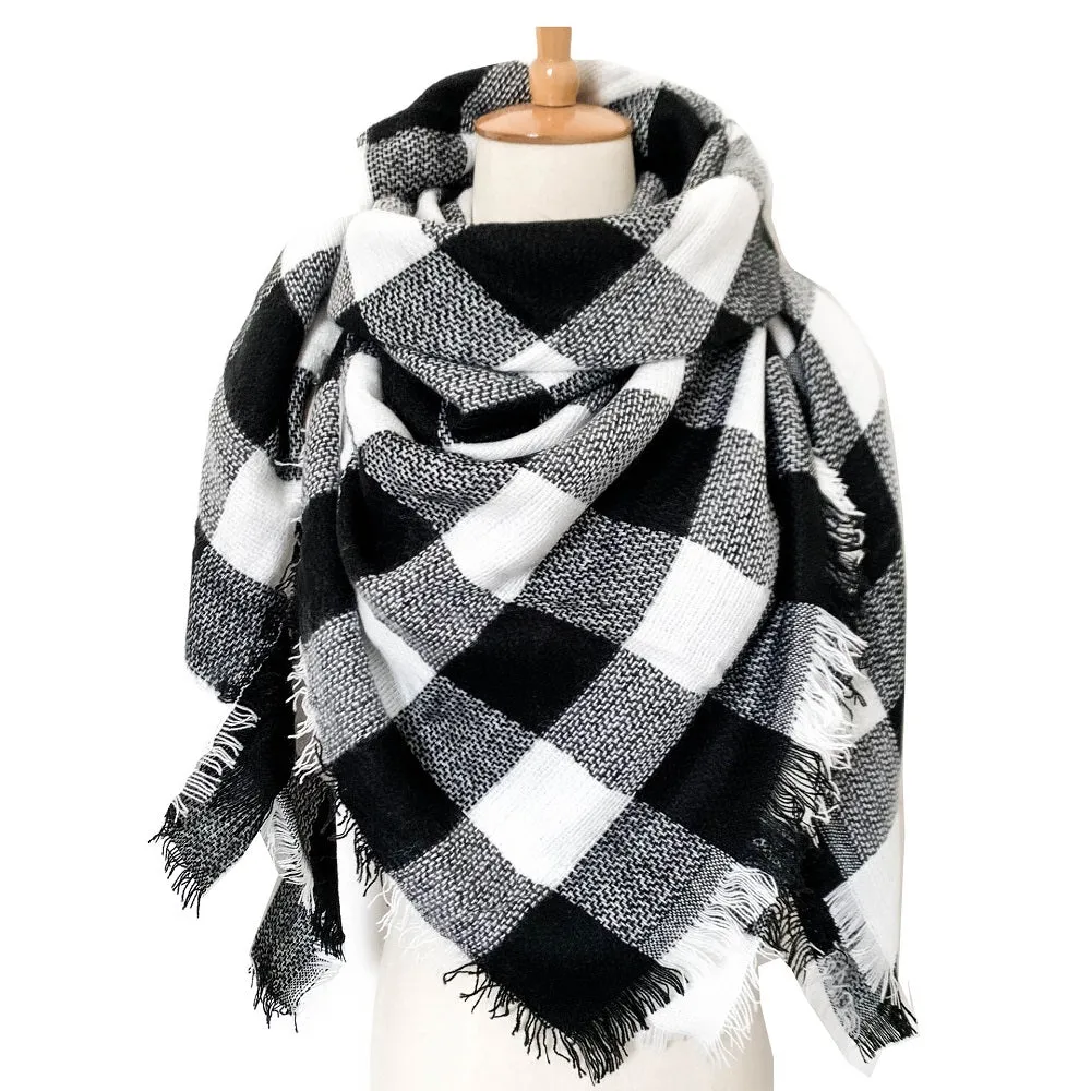 Haute Edition Women's Oversize Christmas & Plaid Square Blanket Scarves. One size fits all (S-XL).