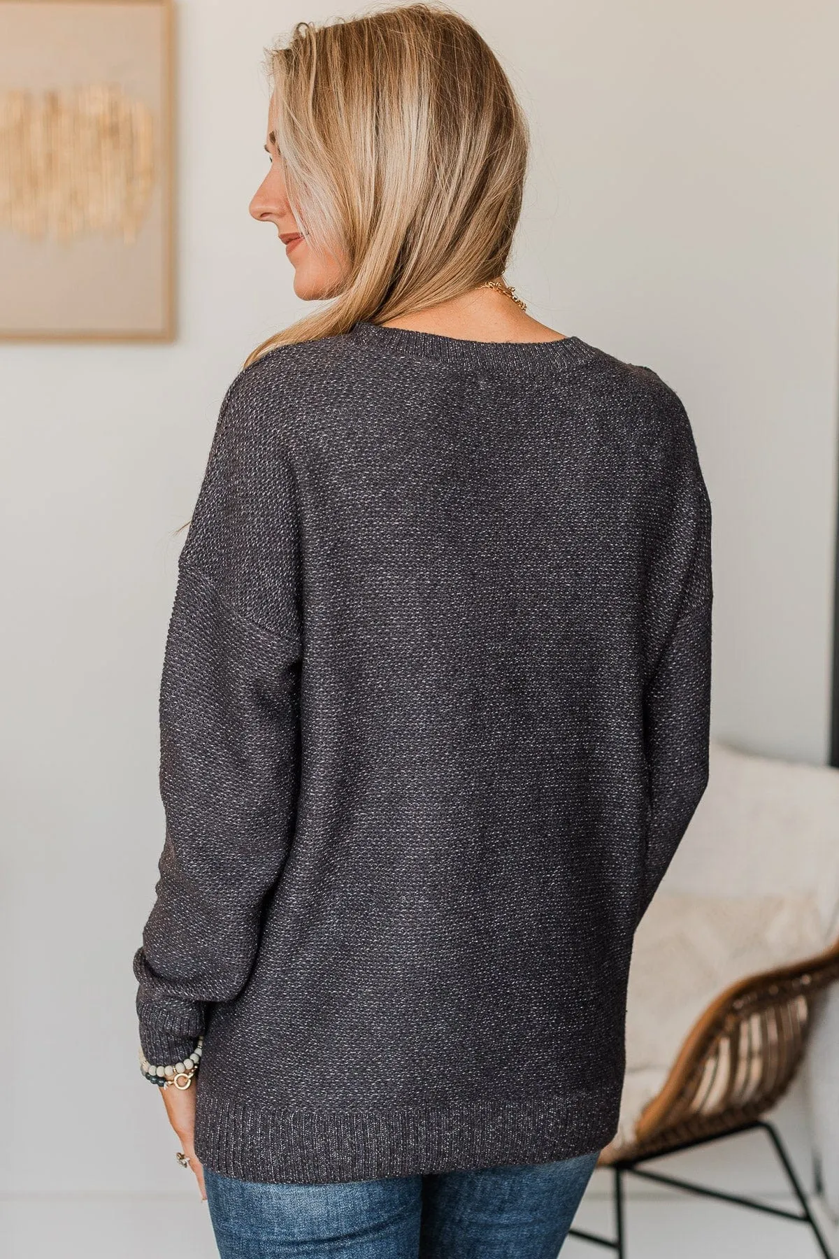 Hello Darling Knit Sweater- Charcoal