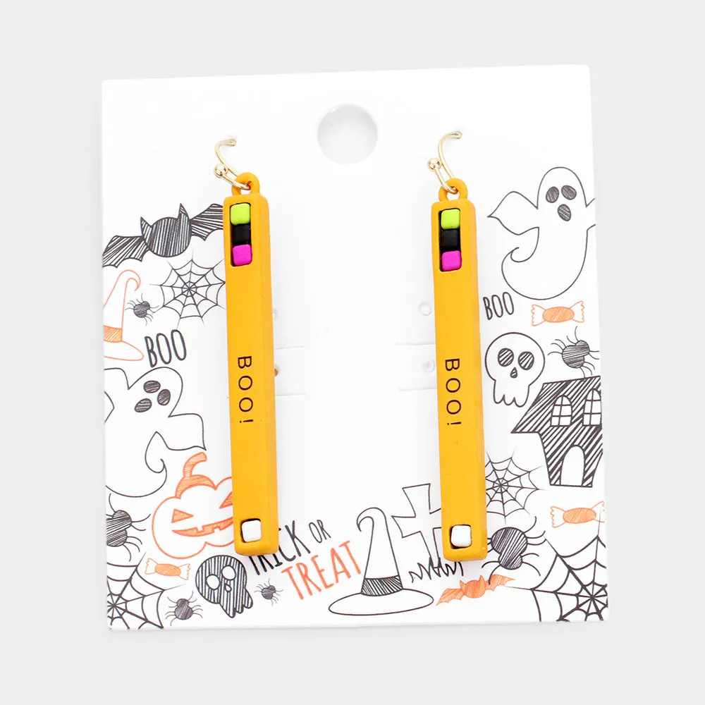 iLLASPARKZ Boo Halloween Theme Message Bar Drop Earrings