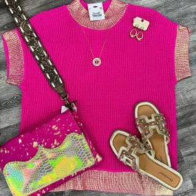 Jodifl Fuchsia Gold Sweater Top