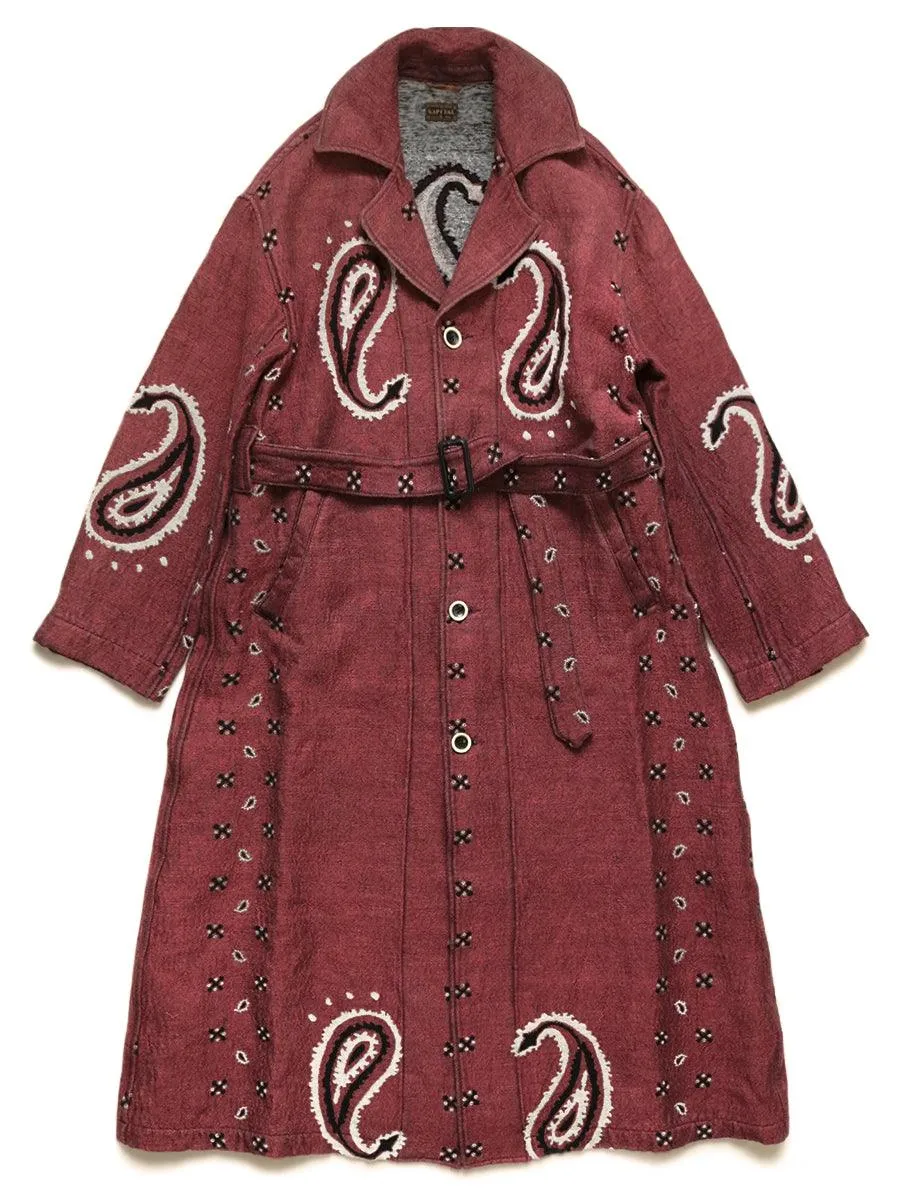 Kapital Rug paisley pattern linen wool dragging coat jacket