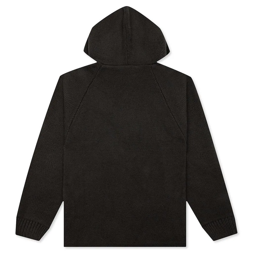 Kid's Knit Hoodie - Off Black