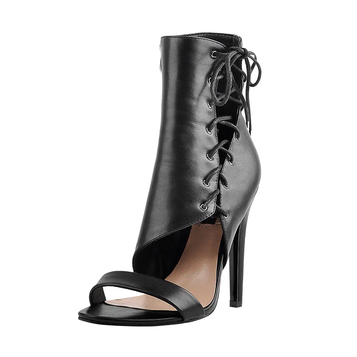 Lace Up Cutout High Heel Sandal Boots