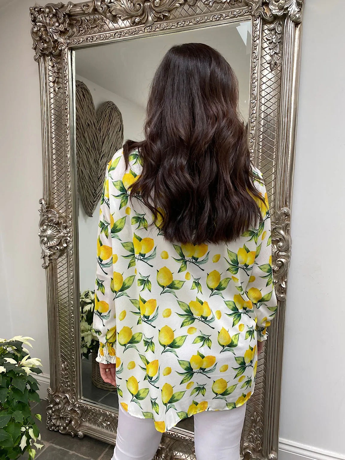 Lemon Print High Neck Top Maysen