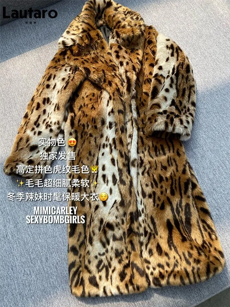 Leopard Print Fluffy Faux Fur Coat - Long, Warm, and Luxurious