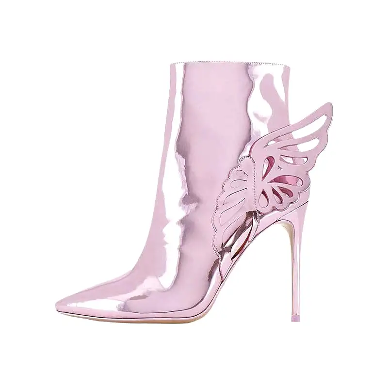 Metallic Butterfly Stiletto Ankle Boots