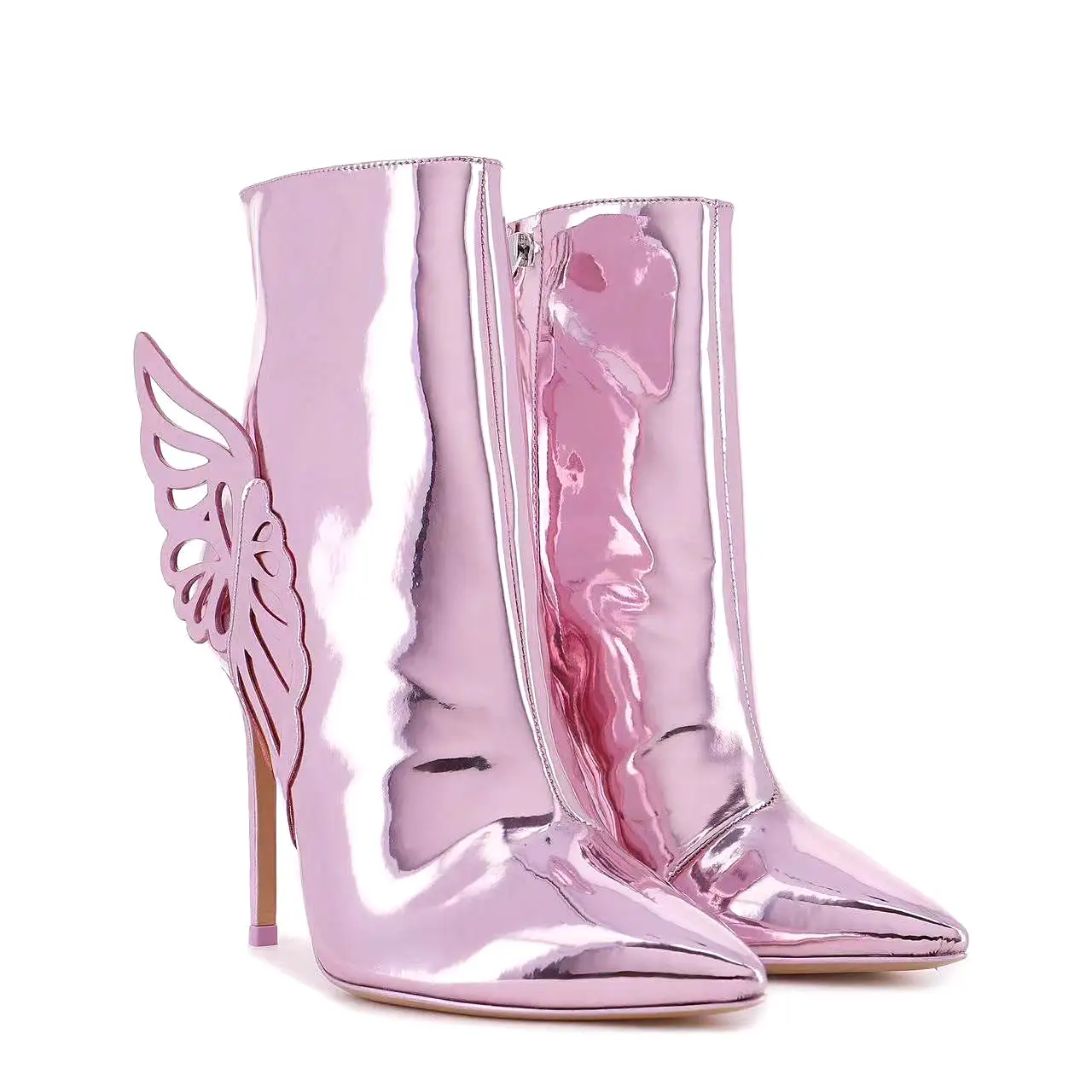 Metallic Butterfly Stiletto Ankle Boots