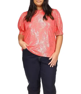 MICHAEL Michael Kors Plus Size Foil Puff Sleeve Baby Top