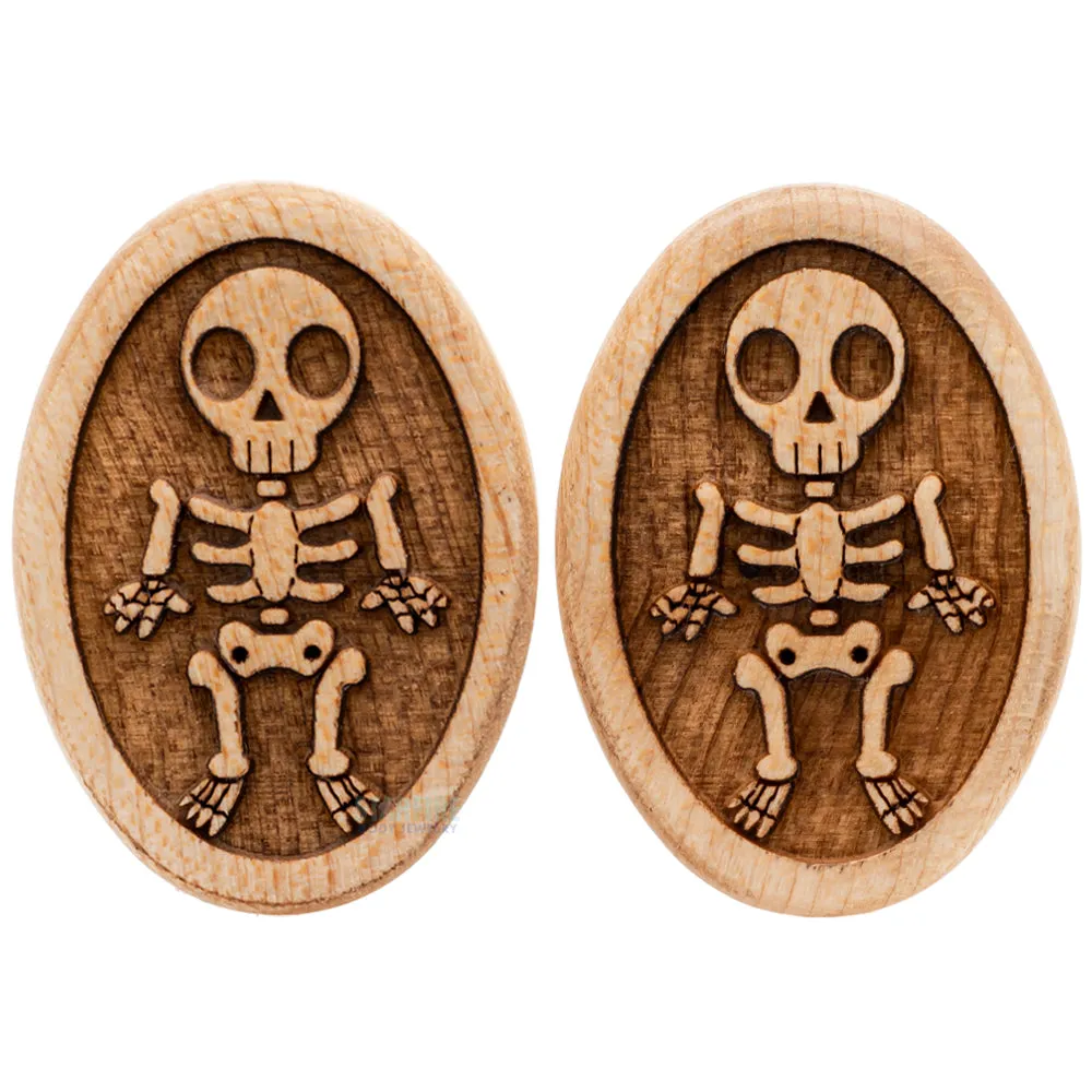 Mini Skeleton Wood Oval Plugs