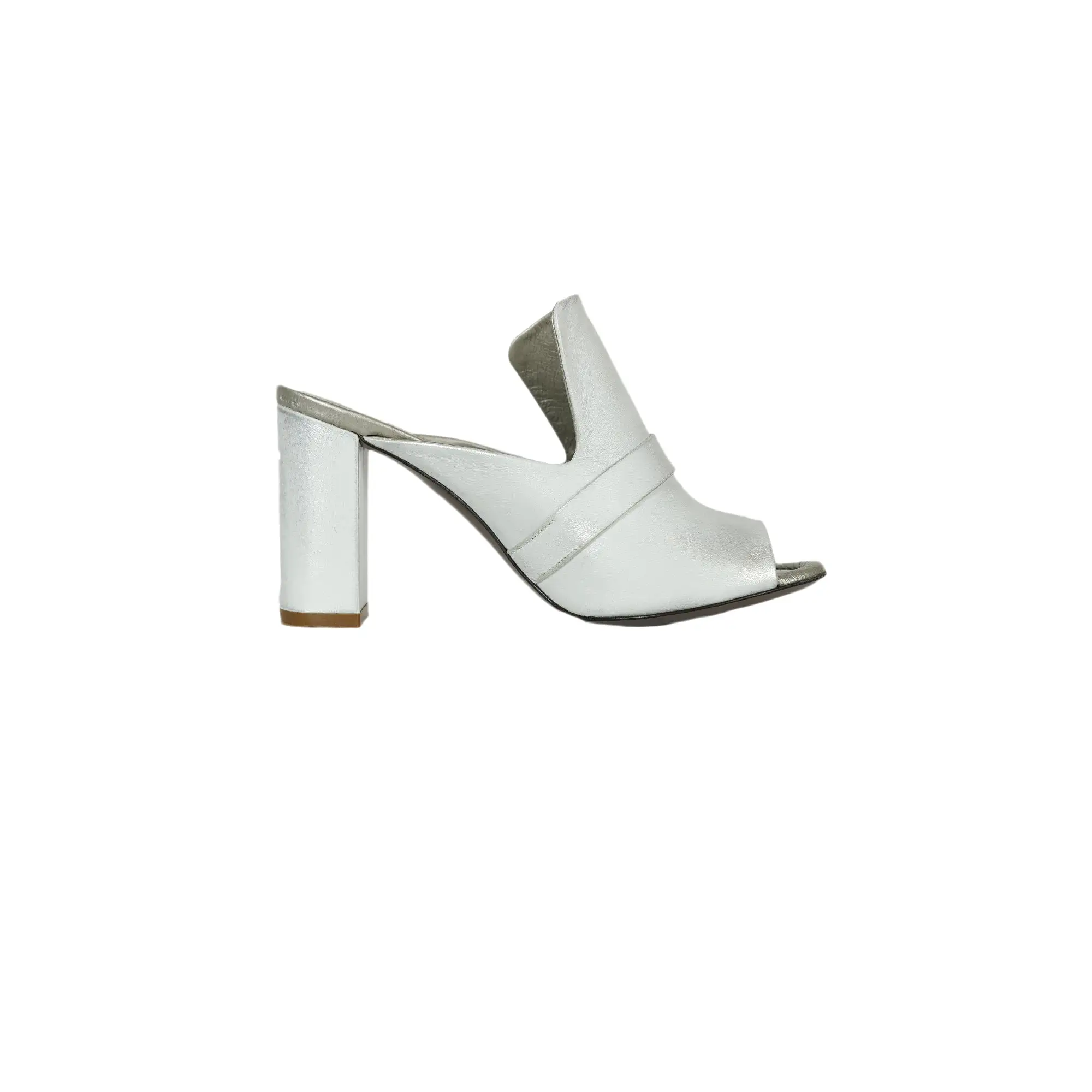 Mules Metal White Silver