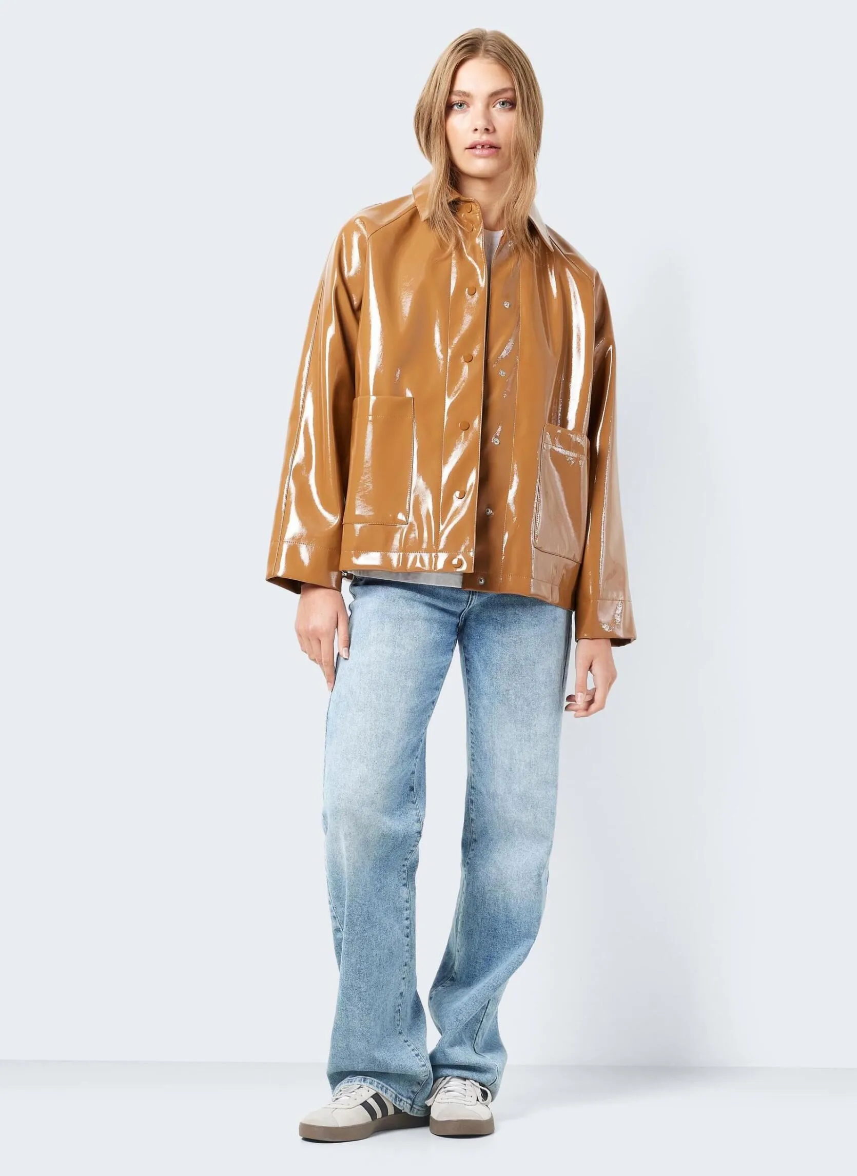 Noisy MayNmsky L/S Short Vinyl Coat Noos - Marrone