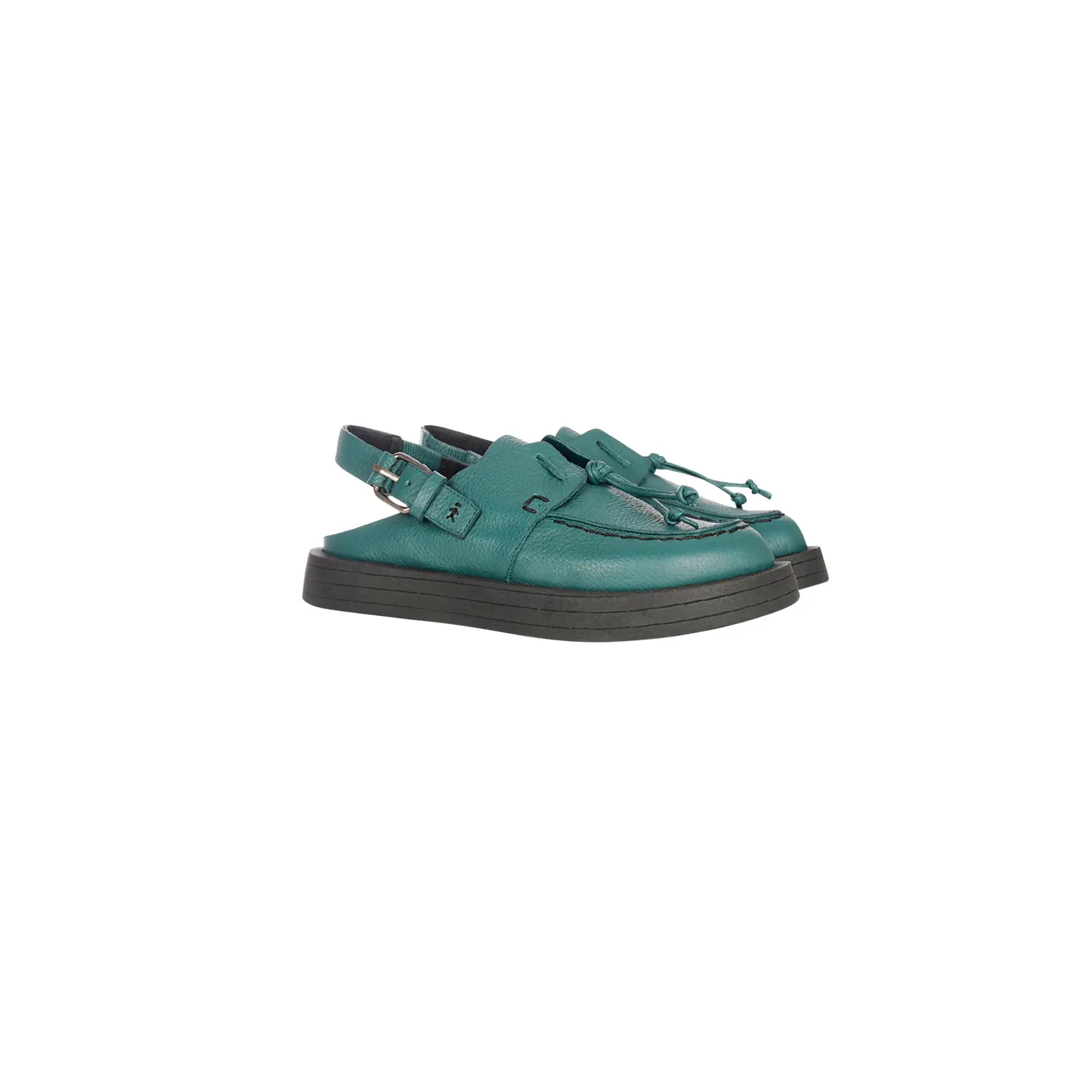 Open Back Moccasin Muflone Teal