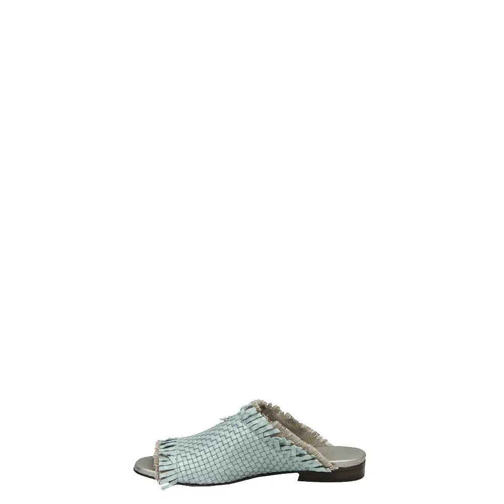 Open Toe Slipper Intreccio Maltinto Laminato Light Blue