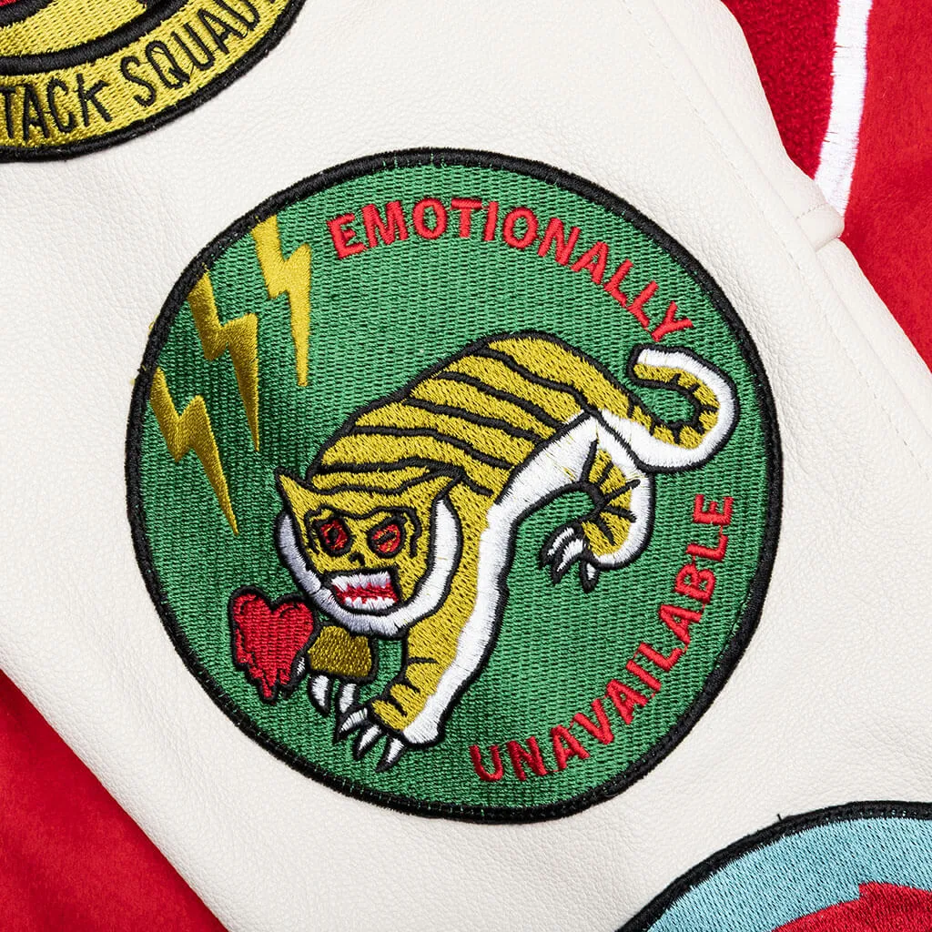 Patches Varsity Jacket - Red