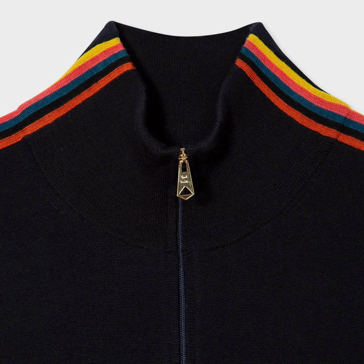 Paul Smith - 'Artist Stripe' Zip Neck Jumper in Black