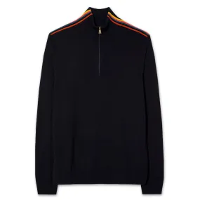 Paul Smith - 'Artist Stripe' Zip Neck Jumper in Black