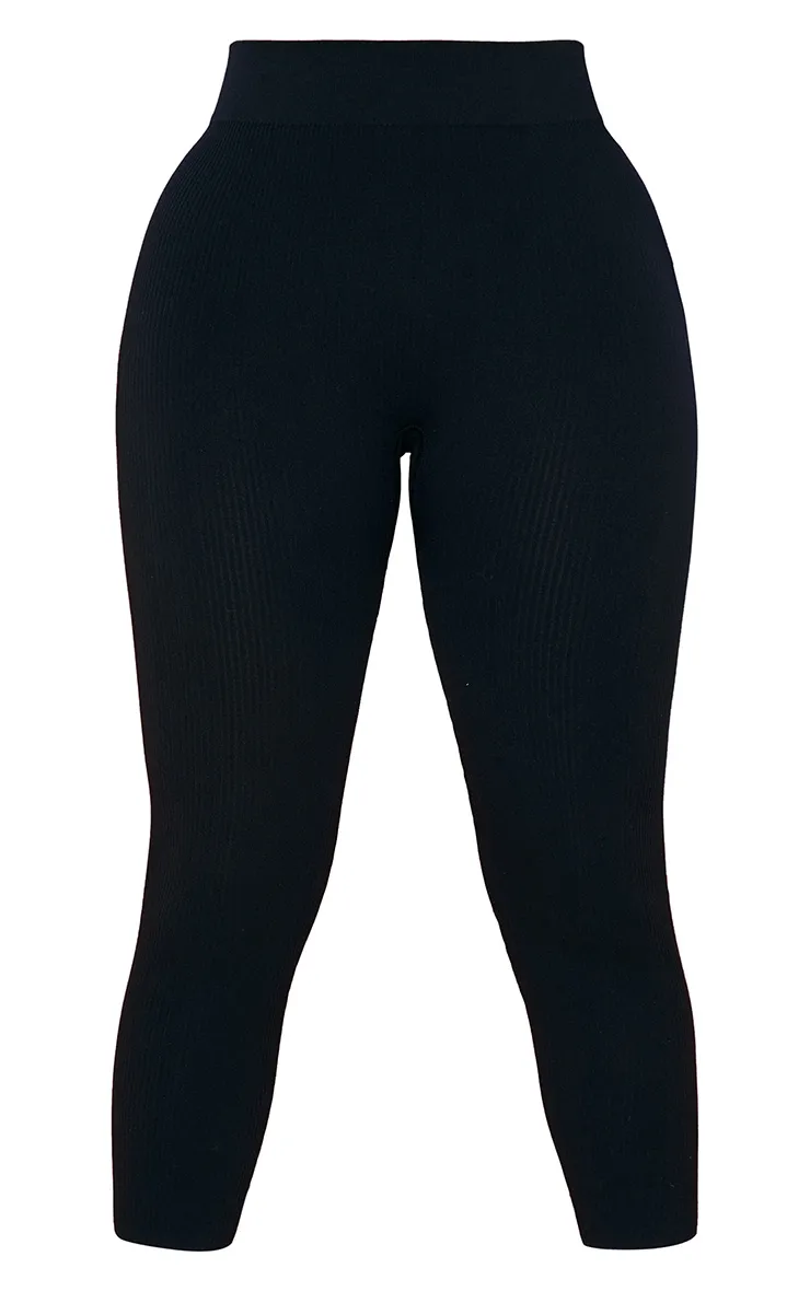 Petite Black Contour Rib Seamless Leggings