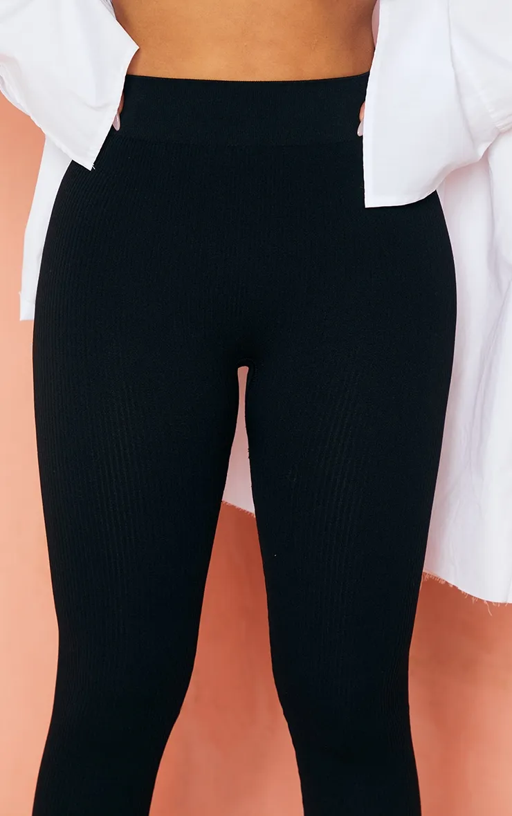 Petite Black Contour Rib Seamless Leggings