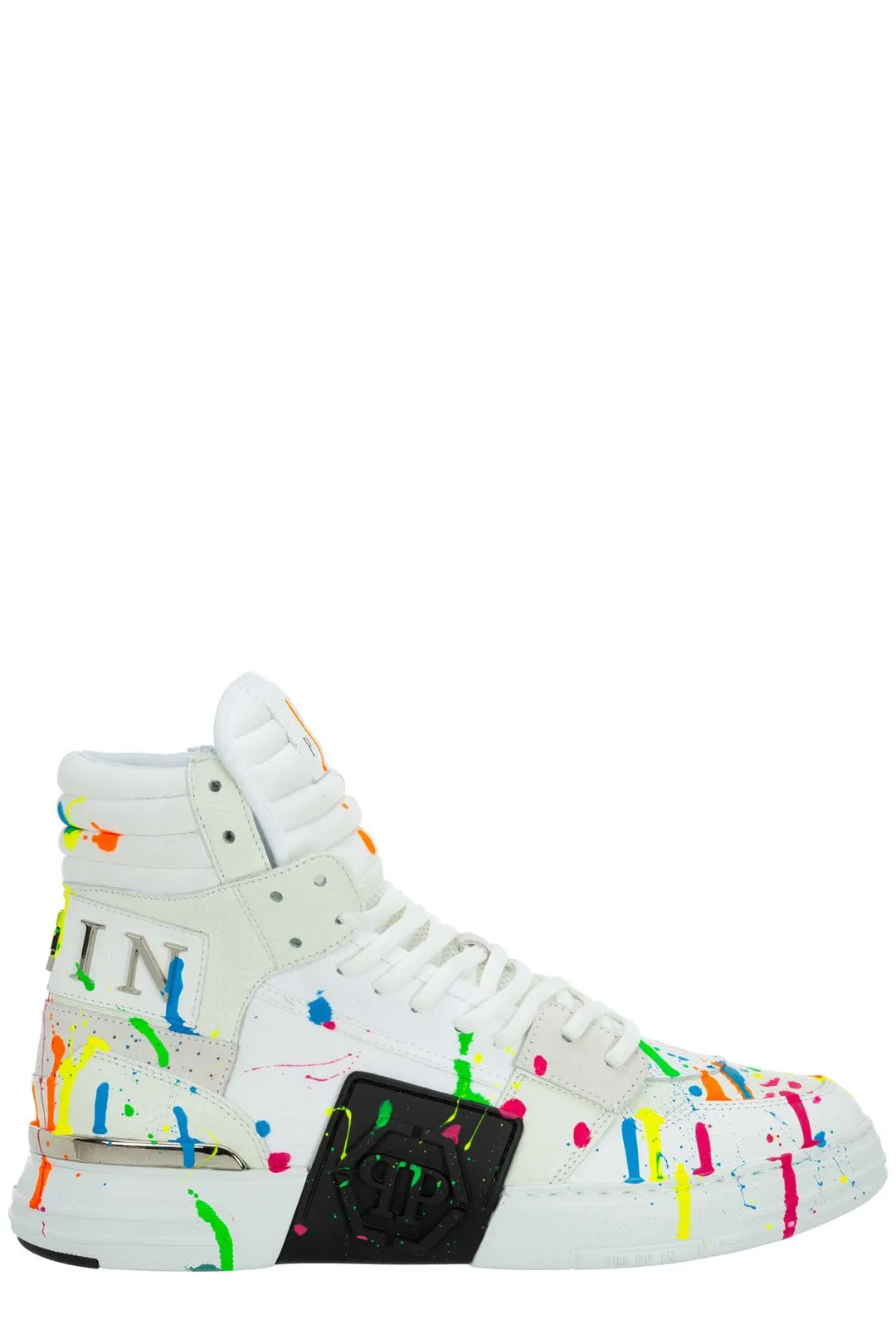 Philipp Plein Paint-Splatter Detail High-Top Sneakers