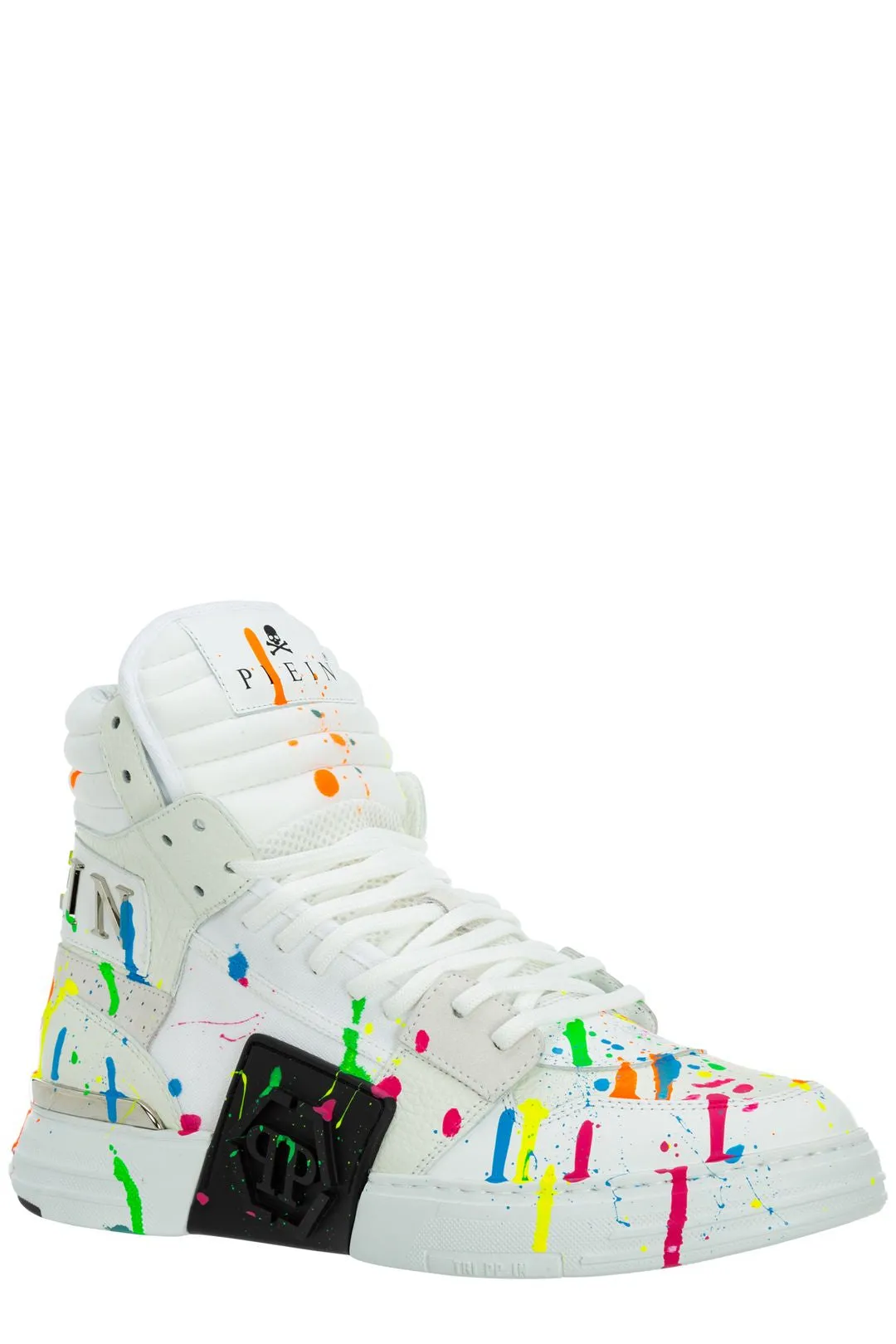 Philipp Plein Paint-Splatter Detail High-Top Sneakers