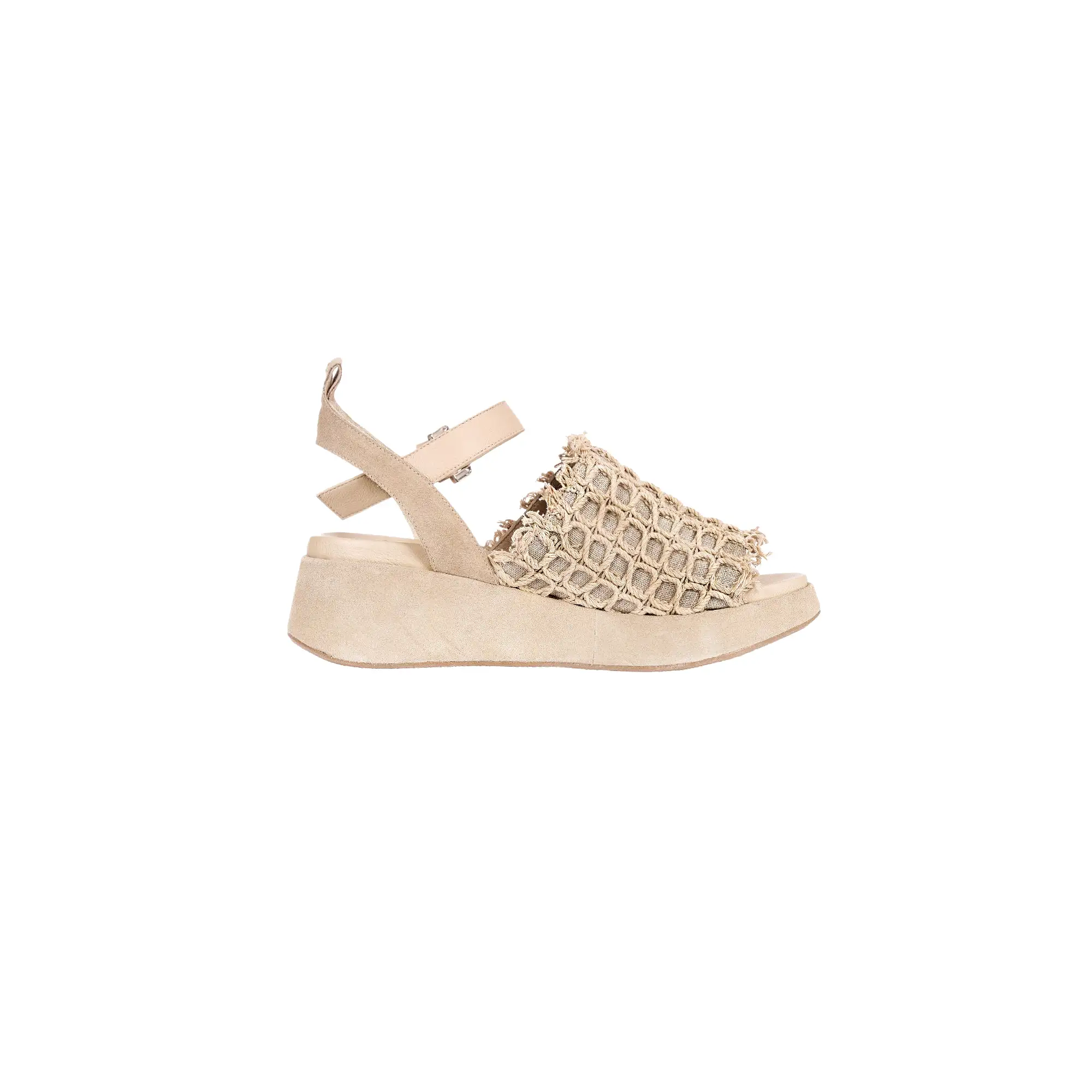 Platform Sandal Crochet Beige