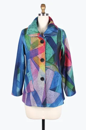 Rainbow Puffy Collar Jacket