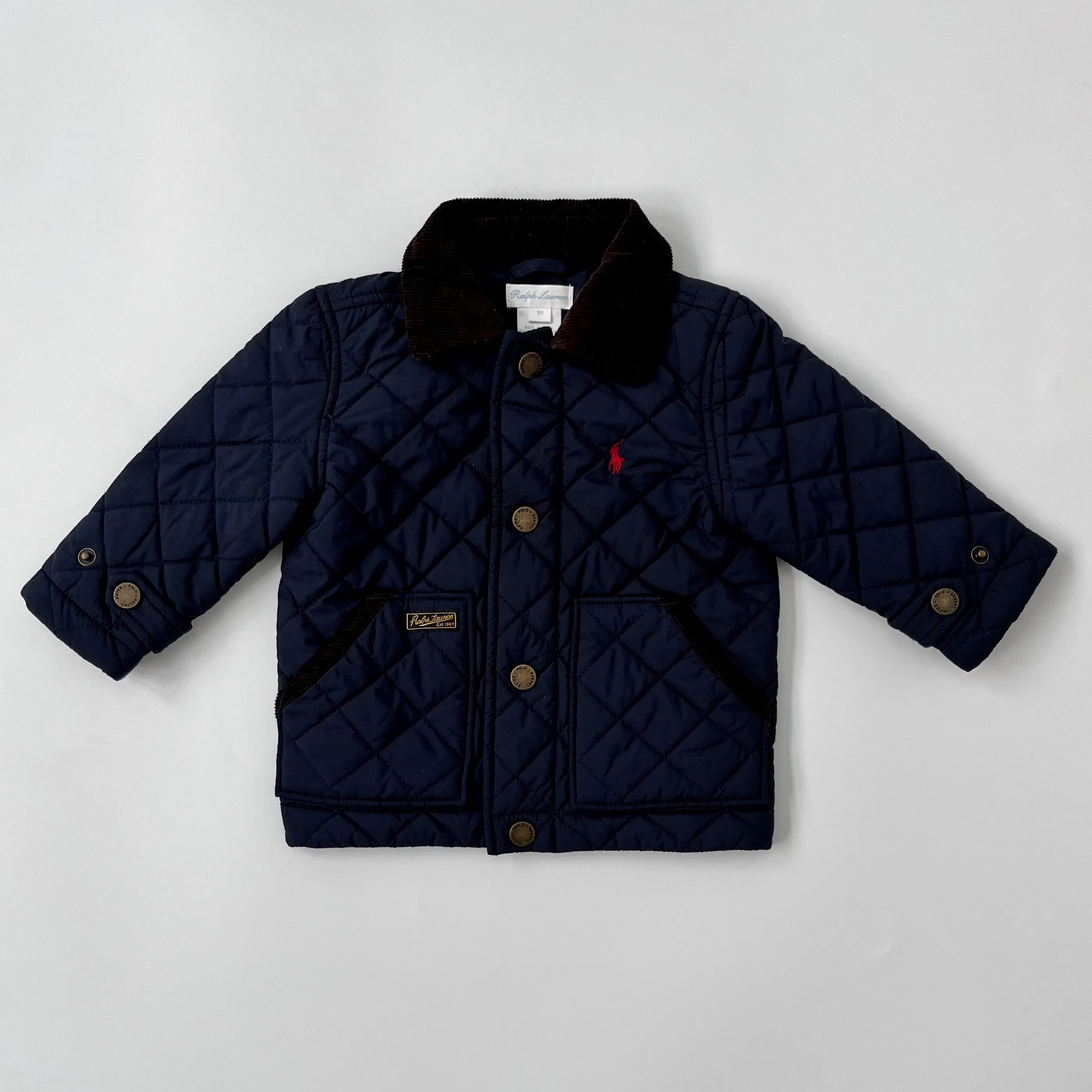 Ralph Lauren Navy Quilted Riding Style Coat: 9 Months