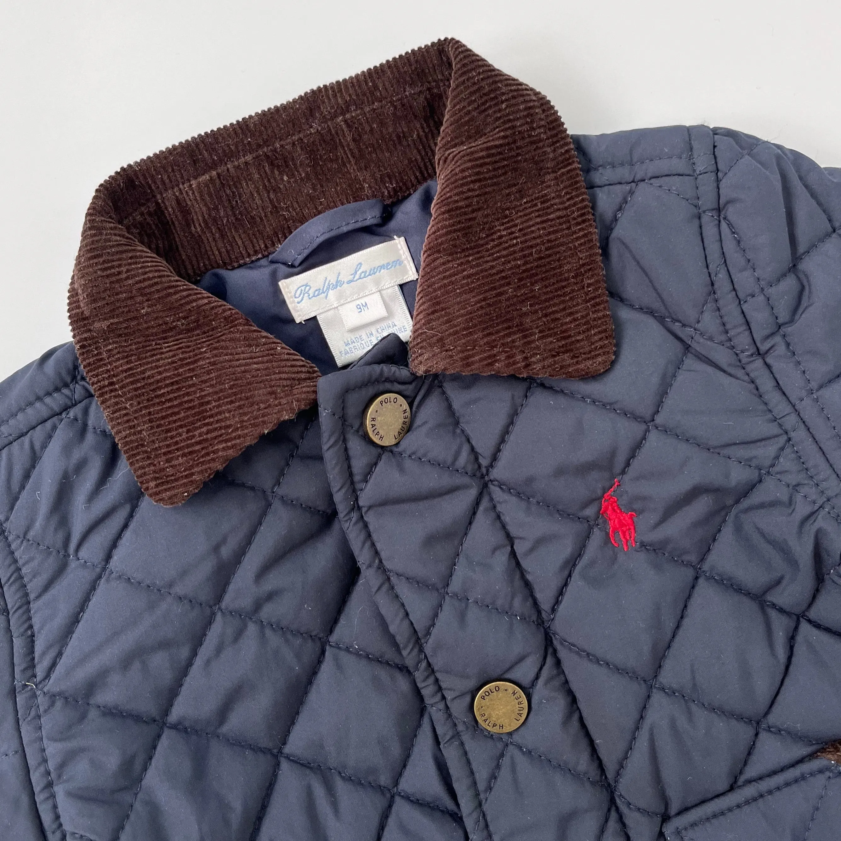 Ralph Lauren Navy Quilted Riding Style Coat: 9 Months