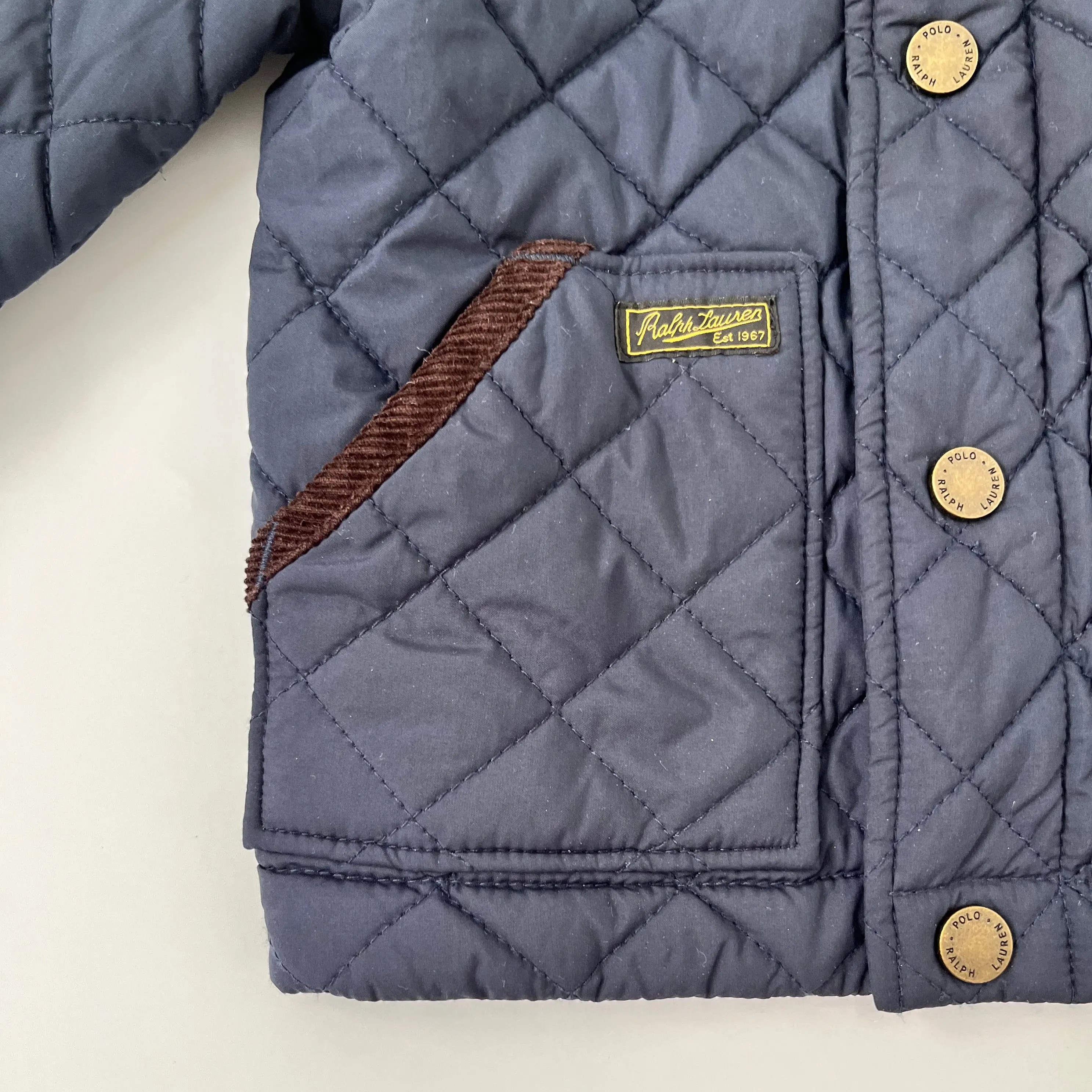 Ralph Lauren Navy Quilted Riding Style Coat: 9 Months