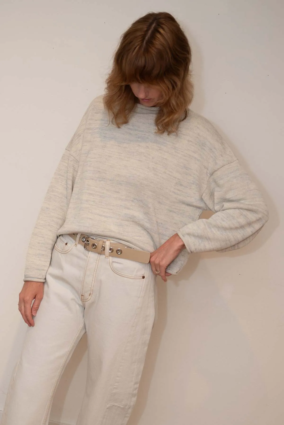 Rolled Sweater - Heather Grey