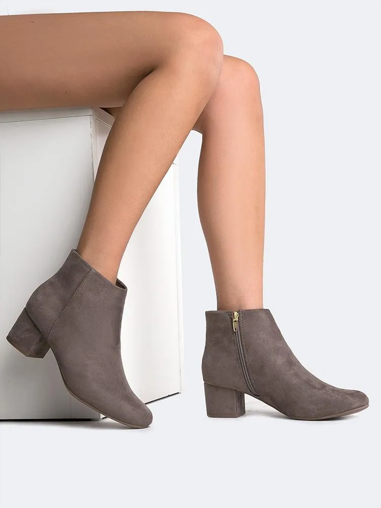 Round Toe Zip Ankle Boots