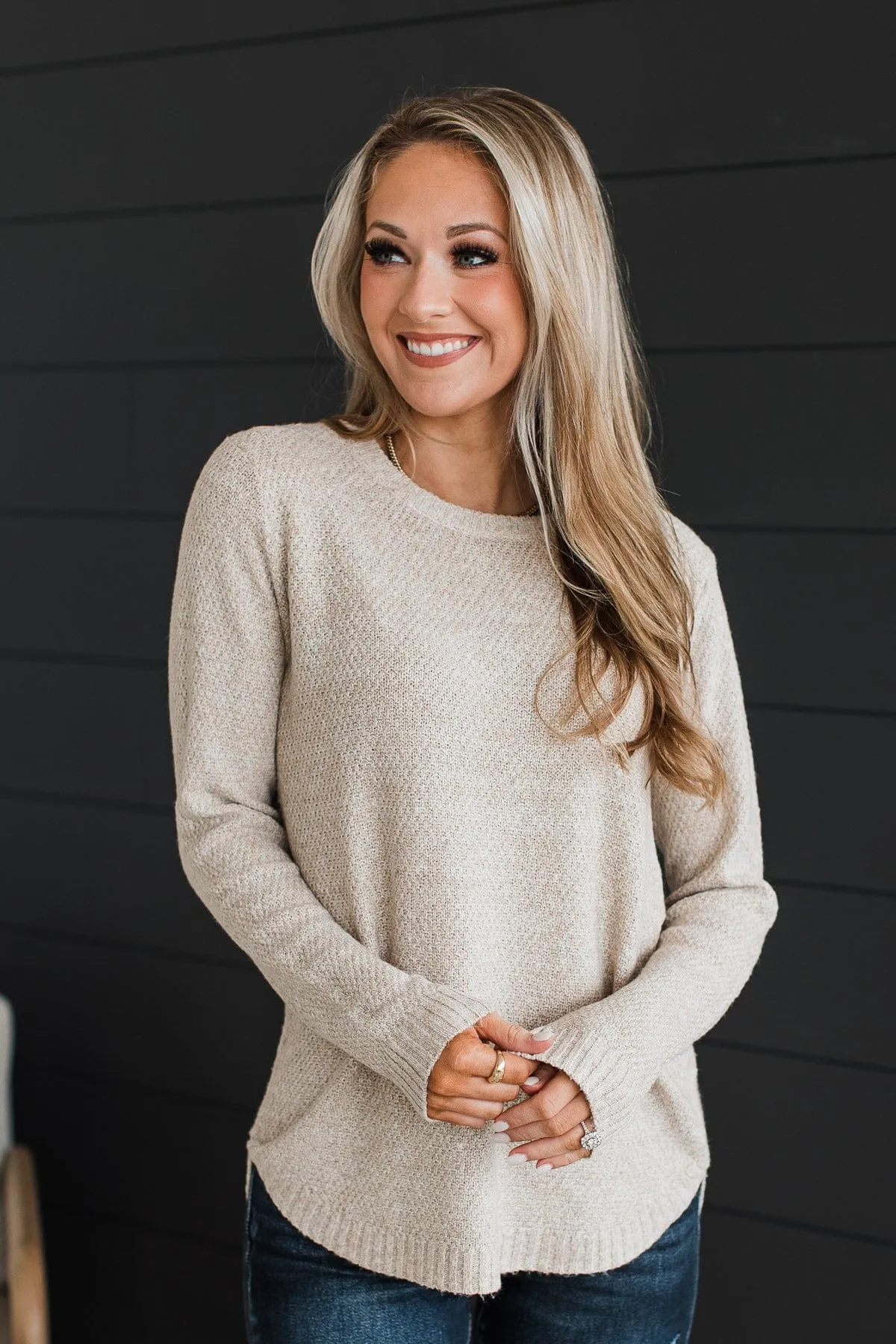 Runway Beauty Knit Sweater- Oatmeal