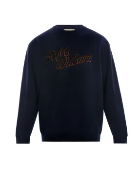 Script Crew Neck Sweater                             Navy