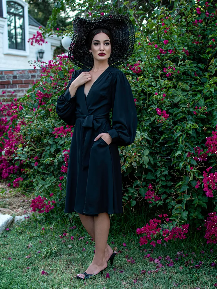 Serpentine Wrap Dress in Black