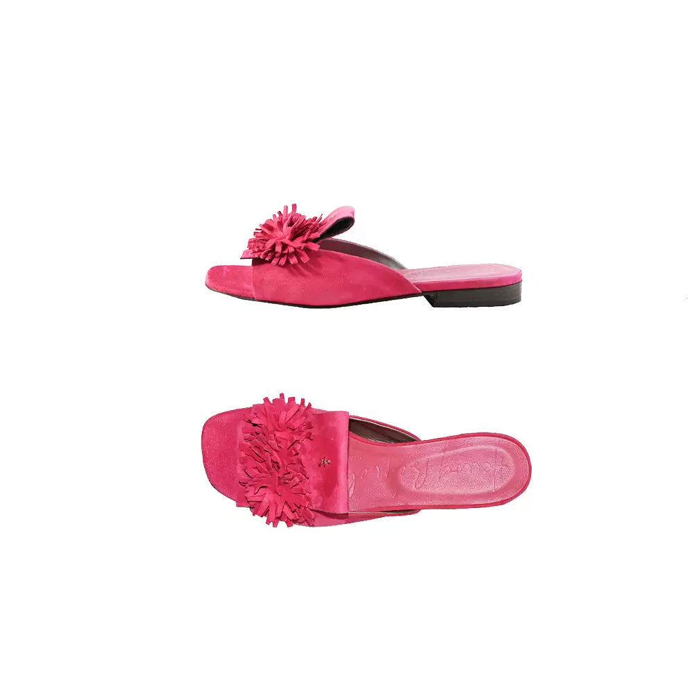 Slipper Flowers Suede Fuxia