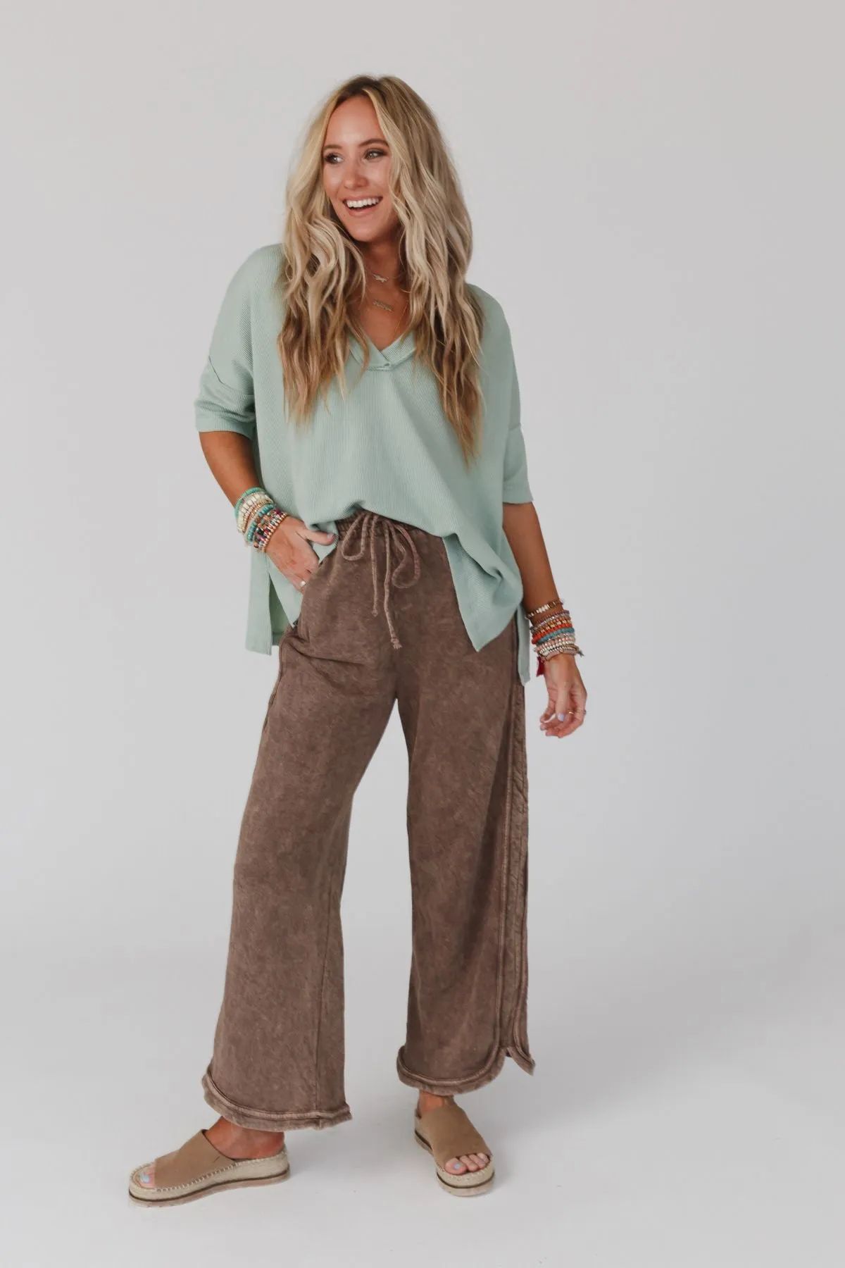 So Comfy Wide Leg Pant Full Length - Mocha