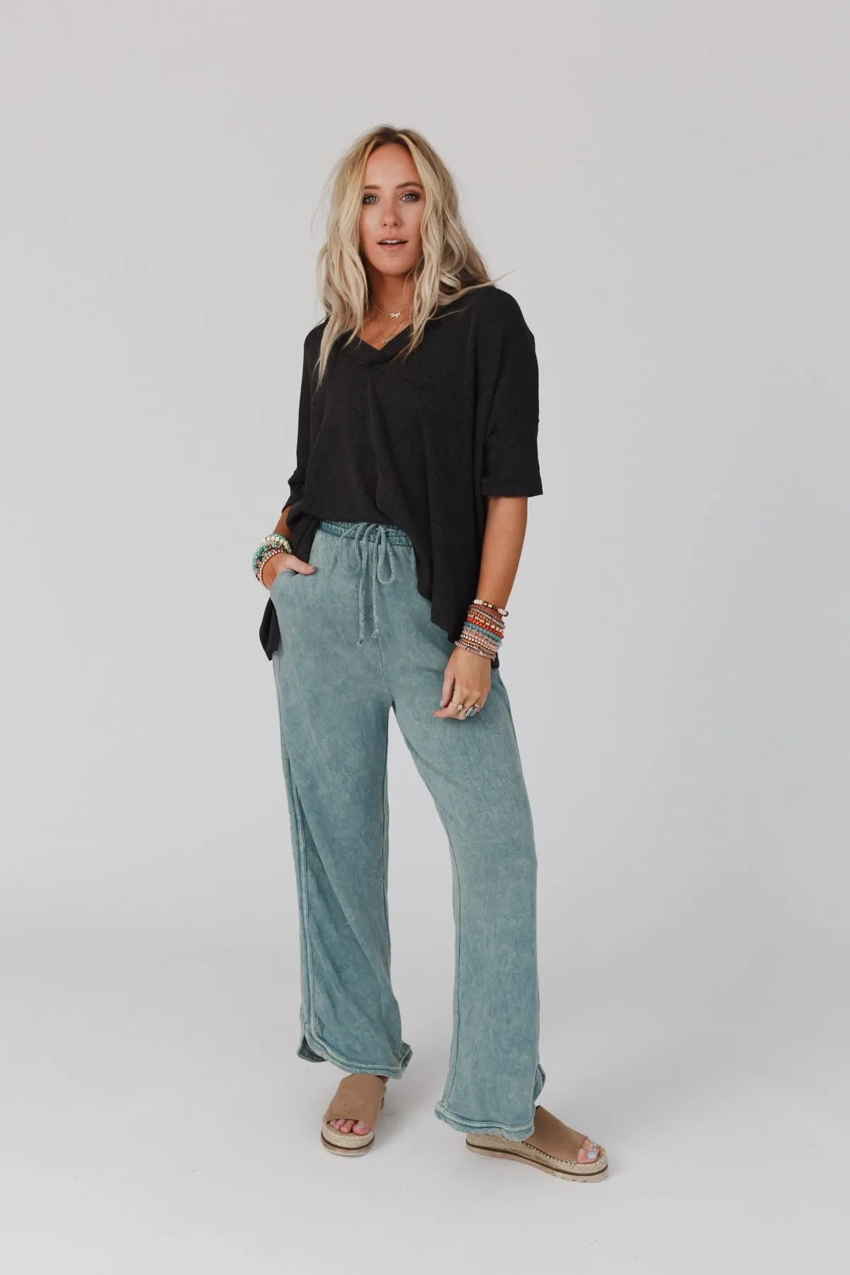 So Comfy Wide Leg Pant Full Length - Teal